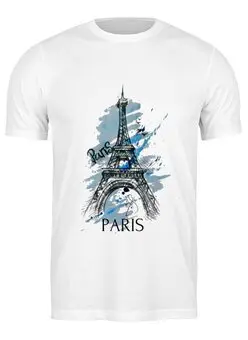 Заказать мужскую футболку в Москве. Футболка классическая Эйфелева башня от yuricks - готовые дизайны и нанесение принтов.