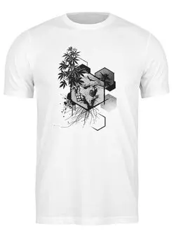 Заказать мужскую футболку в Москве. Футболка классическая Weed Skull Hexagon от oneredfoxstore@gmail.com - готовые дизайны и нанесение принтов.