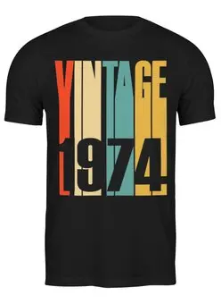 Заказать мужскую футболку в Москве. Футболка классическая VINTAGE 1974 от balden - готовые дизайны и нанесение принтов.