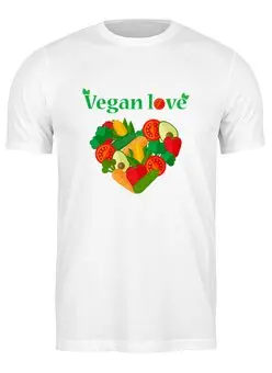 Заказать мужскую футболку в Москве. Футболка классическая Vegan love от Antaya - готовые дизайны и нанесение принтов.