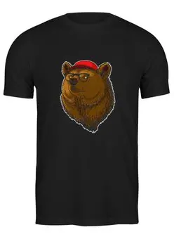 Заказать мужскую футболку в Москве. Футболка классическая Медведь-хипстер от YellowCloverShop - готовые дизайны и нанесение принтов.