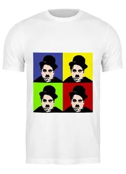Заказать мужскую футболку в Москве. Футболка классическая Чарльз Чаплин от YellowCloverShop - готовые дизайны и нанесение принтов.
