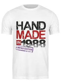 Заказать мужскую футболку в Москве. Футболка классическая 1988 год создания. от Djimas Leonki - готовые дизайны и нанесение принтов.