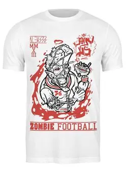 Заказать мужскую футболку в Москве. Футболка классическая Zombie football от Aleks36 - готовые дизайны и нанесение принтов.