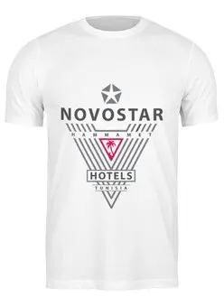Заказать мужскую футболку в Москве. Футболка классическая Novostar Hotels Тунис Triangles от Novostar Hotels - готовые дизайны и нанесение принтов.