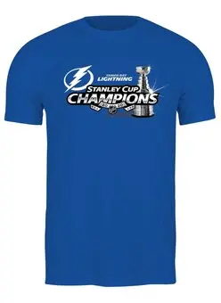 Заказать мужскую футболку в Москве. Футболка классическая Tampa Bay Lightning Stanley Cup Champions 2020 от KutvinoV.com  - готовые дизайны и нанесение принтов.