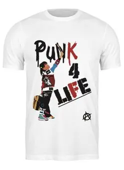 Заказать мужскую футболку в Москве. Футболка классическая Punk 4 Life от skynatural - готовые дизайны и нанесение принтов.