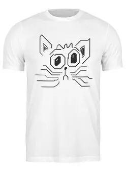 Заказать мужскую футболку в Москве. Футболка классическая Line Cat от oneredfoxstore@gmail.com - готовые дизайны и нанесение принтов.