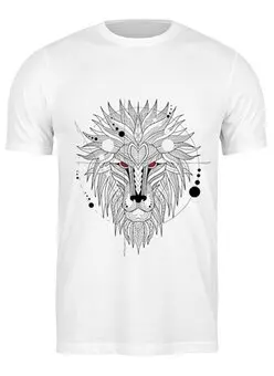 Заказать мужскую футболку в Москве. Футболка классическая Лев ( Lion ) от Zamula - готовые дизайны и нанесение принтов.