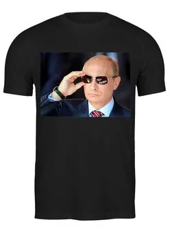 Заказать мужскую футболку в Москве. Футболка классическая Putin от badarma2002@gmail.com - готовые дизайны и нанесение принтов.
