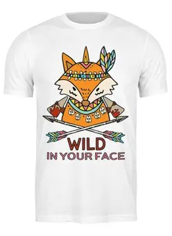 Заказать мужскую футболку в Москве. Футболка классическая Fox Here от oneredfoxstore@gmail.com - готовые дизайны и нанесение принтов.