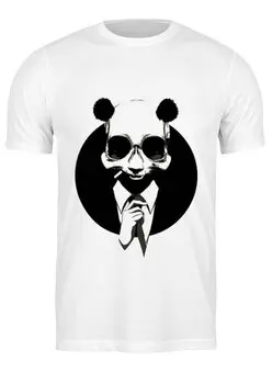 Заказать мужскую футболку в Москве. Футболка классическая Панда в костюме от YellowCloverShop - готовые дизайны и нанесение принтов.