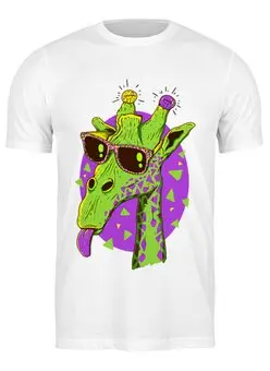 Заказать мужскую футболку в Москве. Футболка классическая Забавный жираф от Yaroslava - готовые дизайны и нанесение принтов.