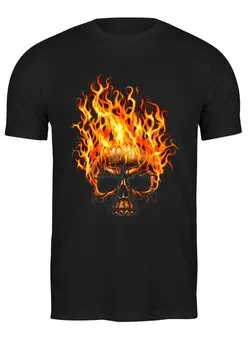 Заказать мужскую футболку в Москве. Футболка классическая Огненный череп от BAD OWL - готовые дизайны и нанесение принтов.