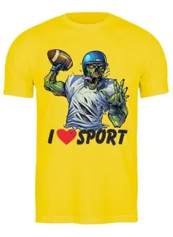 Заказать мужскую футболку в Москве. Футболка классическая Зомби Спорт - Я люблю Спорт от iZOMBIE - готовые дизайны и нанесение принтов.