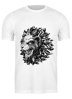 Заказать мужскую футболку в Москве. Футболка классическая Лев царь от YellowCloverShop - готовые дизайны и нанесение принтов.