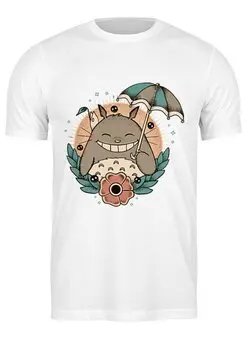 Заказать мужскую футболку в Москве. Футболка классическая Smile Totoro от skynatural - готовые дизайны и нанесение принтов.