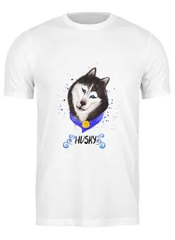 Заказать мужскую футболку в Москве. Футболка классическая Хаски от THE_NISE  - готовые дизайны и нанесение принтов.