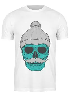 Заказать мужскую футболку в Москве. Футболка классическая Hipster skull от zen4@bk.ru - готовые дизайны и нанесение принтов.