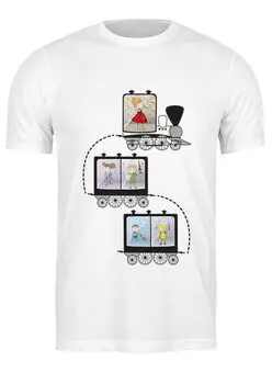 Заказать мужскую футболку в Москве. Футболка классическая Веселый детский поезд от PolinaPo - готовые дизайны и нанесение принтов.
