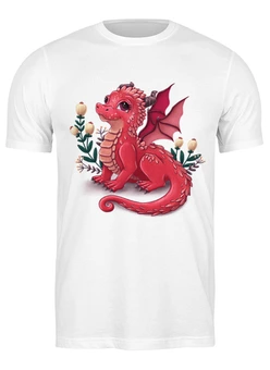 Заказать мужскую футболку в Москве. Футболка классическая Красный дракон от tigerda  - готовые дизайны и нанесение принтов.