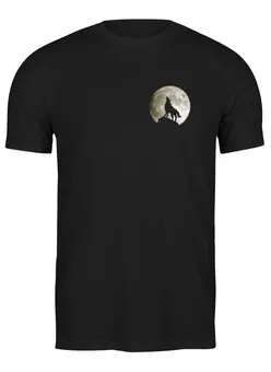Заказать мужскую футболку в Москве. Футболка классическая Волк и Луна от Виктор Гришин - готовые дизайны и нанесение принтов.