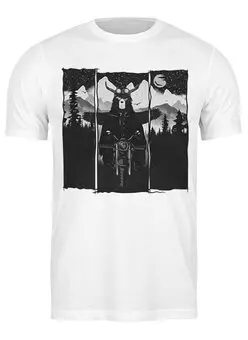 Заказать мужскую футболку в Москве. Футболка классическая Wild Biker от oneredfoxstore@gmail.com - готовые дизайны и нанесение принтов.