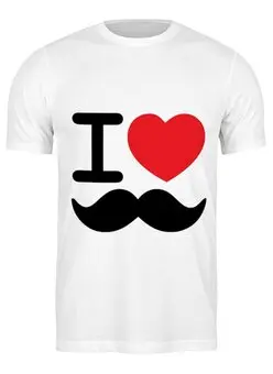 Заказать мужскую футболку в Москве. Футболка классическая I love усы от Sergio Happy - готовые дизайны и нанесение принтов.