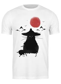 Заказать мужскую футболку в Москве. Футболка классическая Neko Samurai от oneredfoxstore@gmail.com - готовые дизайны и нанесение принтов.