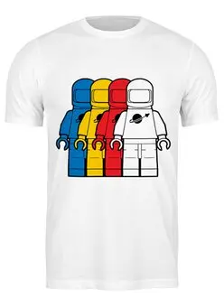 Заказать мужскую футболку в Москве. Футболка классическая Космонавт Лего от Zamula - готовые дизайны и нанесение принтов.