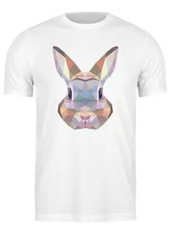 Заказать мужскую футболку в Москве. Футболка классическая Полигональный кролик от oldman - готовые дизайны и нанесение принтов.