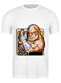 Заказать мужскую футболку в Москве. Футболка классическая Street Fighter Sagat Hoodie от StreetMag - готовые дизайны и нанесение принтов.