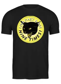 Заказать мужскую футболку в Москве. Футболка классическая Чёрная кошка  от T-shirt print  - готовые дизайны и нанесение принтов.