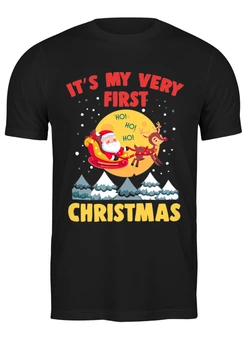 Заказать мужскую футболку в Москве. Футболка классическая First Christmas от skynatural - готовые дизайны и нанесение принтов.