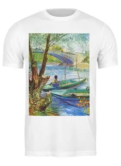 Заказать мужскую футболку в Москве. Футболка классическая Весенняя рыбалка. от Vinli.shop  - готовые дизайны и нанесение принтов.