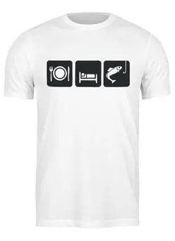 Заказать мужскую футболку в Москве. Футболка классическая Eat sleep fishing от Kostya  - готовые дизайны и нанесение принтов.