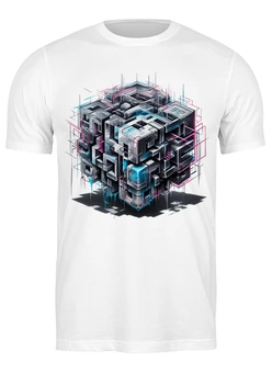 Заказать мужскую футболку в Москве. Футболка классическая Airbrush Hypercube-Transformer от Михаил Антипов - готовые дизайны и нанесение принтов.