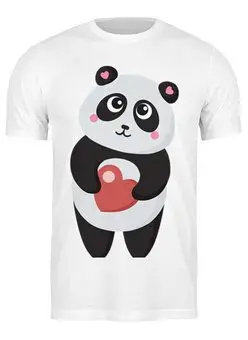 Заказать мужскую футболку в Москве. Футболка классическая Панда с сердечком от Ordwen - готовые дизайны и нанесение принтов.