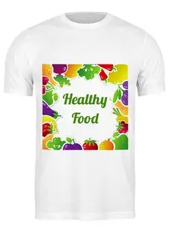 Заказать мужскую футболку в Москве. Футболка классическая Healthy Food от jkg - готовые дизайны и нанесение принтов.
