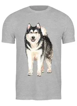 Заказать мужскую футболку в Москве. Футболка классическая Dog Alaskan Malamute от T-shirt print  - готовые дизайны и нанесение принтов.