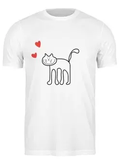 Заказать мужскую футболку в Москве. Футболка классическая котик от Karina Radomskaya - готовые дизайны и нанесение принтов.