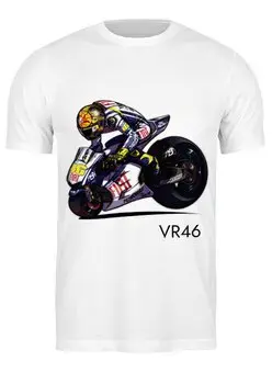 Заказать мужскую футболку в Москве. Футболка классическая Valentino Rossi VR46 от Mesk08 - готовые дизайны и нанесение принтов.
