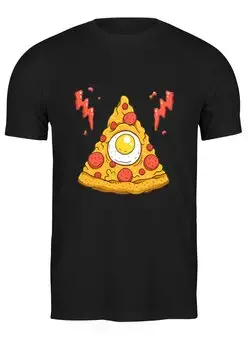 Заказать мужскую футболку в Москве. Футболка классическая Кусочек Пиццы (Pizza) от coolmag - готовые дизайны и нанесение принтов.