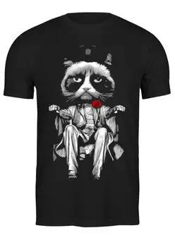 Заказать мужскую футболку в Москве. Футболка классическая Сердитый Котик (Grumpy Cat) от coolmag - готовые дизайны и нанесение принтов.