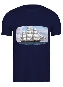 Заказать мужскую футболку в Москве. Футболка классическая Клипер "Flying Cloud" (Антонио Якобсен) от trend - готовые дизайны и нанесение принтов.