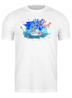 Заказать мужскую футболку в Москве. Футболка классическая Люблю море от elenavishenka@yandex.ru - готовые дизайны и нанесение принтов.