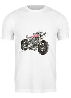 Заказать мужскую футболку в Москве. Футболка классическая Мотоцикл от kristibygaga - готовые дизайны и нанесение принтов.