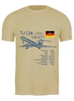 Заказать мужскую футболку в Москве. Футболка классическая Ту-134 Crusty от Рустам Юсупов - готовые дизайны и нанесение принтов.