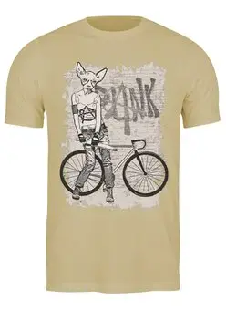 Заказать мужскую футболку в Москве. Футболка классическая Bike Punk Cat от oneredfoxstore@gmail.com - готовые дизайны и нанесение принтов.