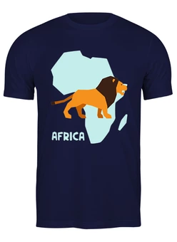 Заказать мужскую футболку в Москве. Футболка классическая Африканский лев от skynatural - готовые дизайны и нанесение принтов.